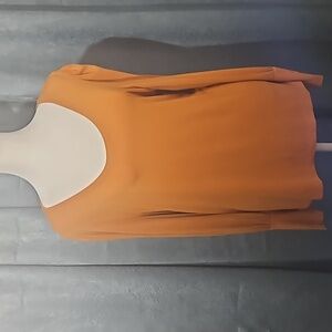 Loft Women's Long Sleeves Pumpkin Orange Color Scoop Neck Top - Size Large